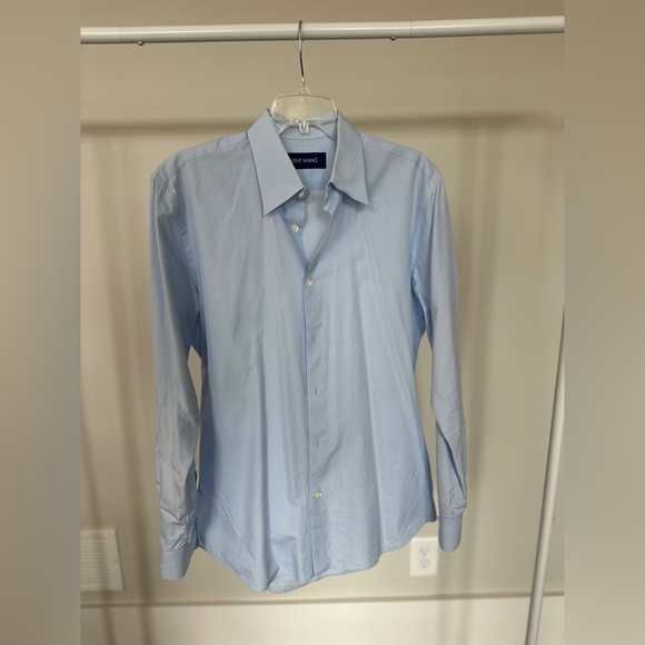 Kent Wang Men’s Button-Down Shirt- Poplin Blue - Picture 1 of 4